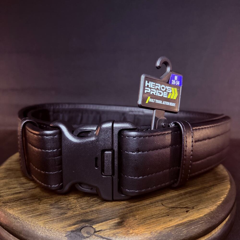 Hero's Pride Duty Belt Size M 28"-34" AirTek Plain Hook Lined 2" Width Black
